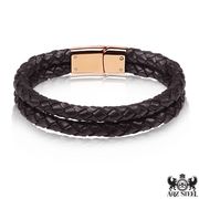 Men's Double Black Leather Bracelet