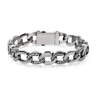 STAINLESS STEEL TEXTURED LINK BRACELET
