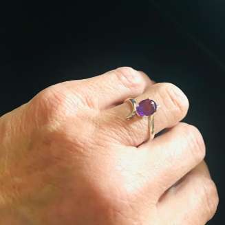Sterling Silver Oval Amethyst Bypass ring SIZE 7