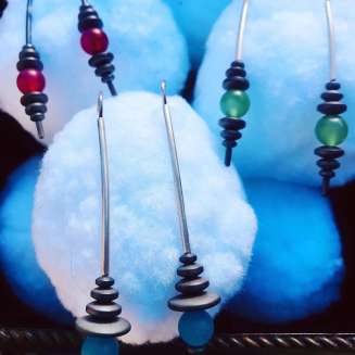 2.75" long Sterling Silver and Oxidized Silver with Jadeite