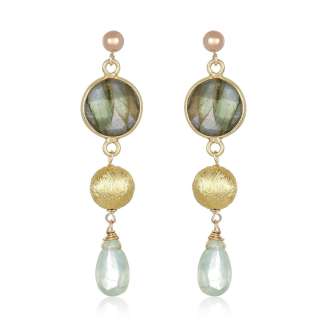 LABRODORITE, PREHNITE AND GOLD DISC