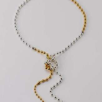 SILVER/GOLD MIXED METAL NECKLACE 16-18"' ADJUSTABLE