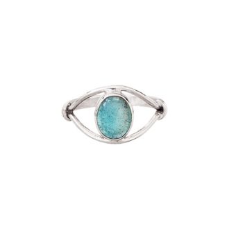 STERLING SILVER OPEN BEZEL SET APATITE RING SIZE 8 ONLY