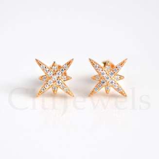 STARBURST ROSE GOLD VERMEIL POST EARRINGS