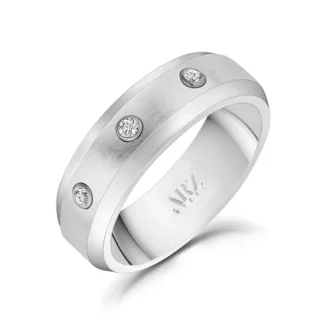 THREE STONES BEVELED EDGE RING (7MM) SIZE 12 ONLY