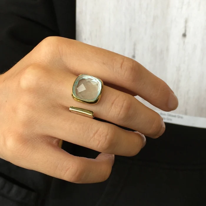BLUE TOPAZ SQUARE RING