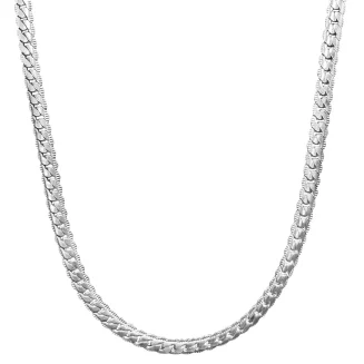 7MM STAINLESS STEEL TEXTURED FLAT CUBAN CHAIN NECKLACE 22"