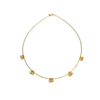 GOLD VERMEIL PETAL NECKLACE WITH PEARLS