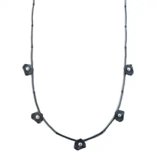 OXIDIDIZED BLACK PETAL WITH FRESHWATER PEARLS