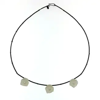 Sterling Silver oxidized necklace with silver petals and CZ's