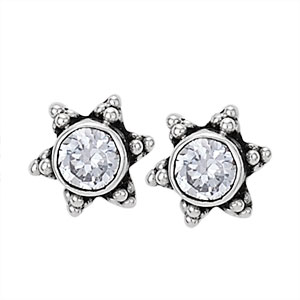 STERLING SILVER ROUND WHITE CZ STUD EARRING