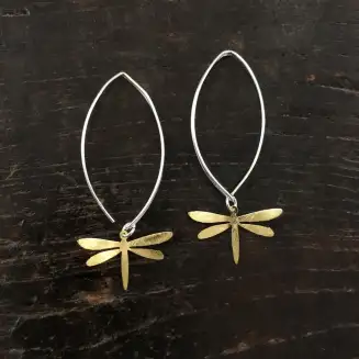TWO TONE DRAGONFLY EARRINGS