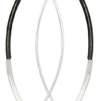 STERLING SILVER AND OXIDIZED TUBE THREADER EARRINGS BLACK/SILVER 1 3/4" IN LENGTH