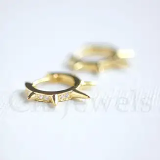 Small CZ Hoop w/ Multiple Spikes Earrings