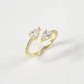 STERLING SILVER DOUBLE PEAR SHAPE CZ RING