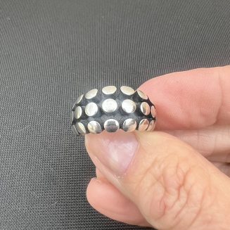 Sterling Silver oxidized Ring with three rows of Circles size 7