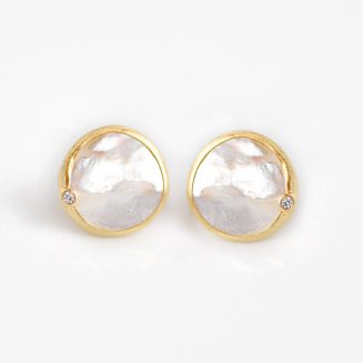 Large Freedom MOP Earring with CZ