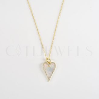 Gold or Silver CZ Mother of Pearl Heart
