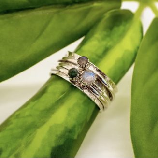 Sterling Silver Spinner Ring with Three Stones