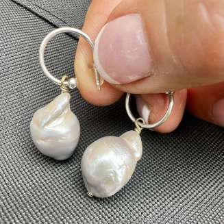 SOUTH SEA PEARL EARRINGS ON STERLING SILVER HOOP