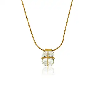 PRESENT WRAP NECKLACE WITH 10X8 CLEAR CZ