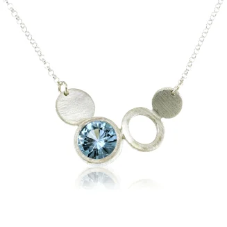 3 CIRCLE STERLING SILVER NECKLACE WITH BLUE SPINEL
