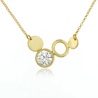 3 CIRCLE NECKLACE WITH 8MM ROUND BEZEL SET CZ