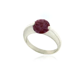 RING SILVER "GALACTIC" TALL OVAL BAND MATTE FINISH 9mm ALEXANDRITE SHADE CREATED  SPINEL