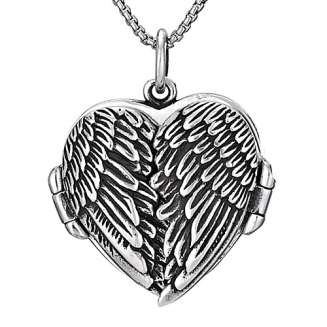 FEATHER HEART HINGE LOCKET NECKLACE