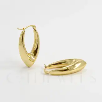 Stainless Steel, Non Tarnish, 18K Gold plated Oval Hoop Earring