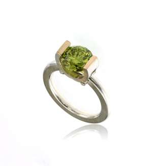 Tension Mount Ring with 9mm Peridot CZ