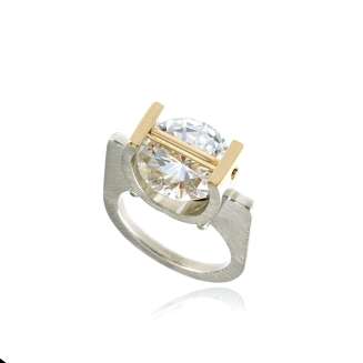 SS/14K yellow Gold accents with 12mm Round CZ