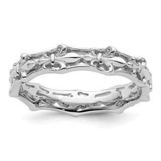 STERLING SILVER POLISHED FLEUR DE LIS BAND