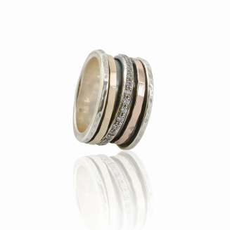 Silver with Spinner with Rose and Yellow Gold