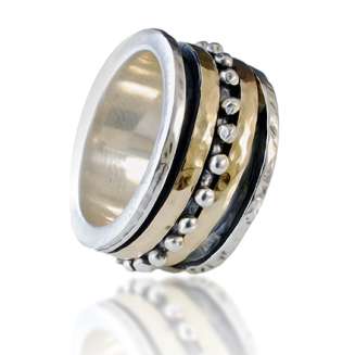 Sterling Silver and 9K Yellow Gold Spinner Ring