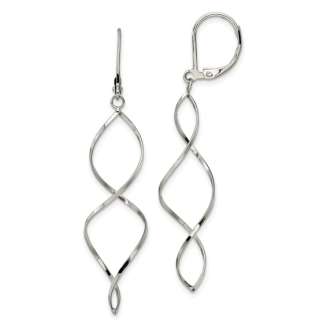 Stainless Steel Polished Twist Dangle Leverback Earrings