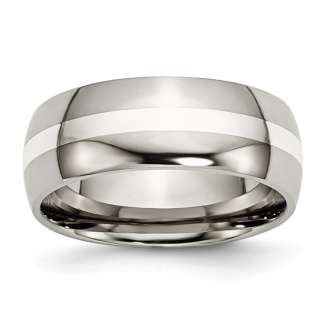 8mm Tungsten and Sterling Silver  Inlay Ring