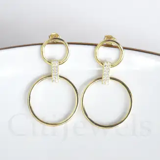 Hoop Double Round Dangling Earrings