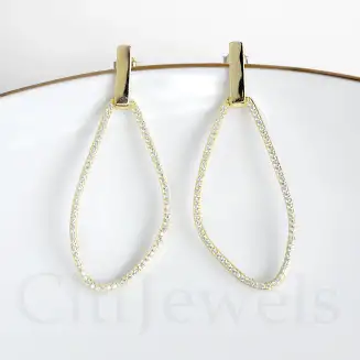 FREE FORM CZ DANGLE EARRINGS