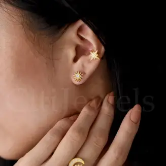 STARBURST CZ POST EARRINGS