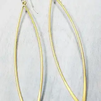 Gold Matte Long Marquis Earrings