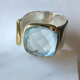 Sterling Silver Blue Topaz Split Ring Size 7 (available in other sizes and stones)