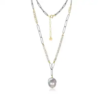 Grey Pearl Natural Nut Necklace