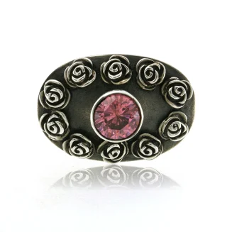 ROSES with 10mm Pink CZ stone LAST ONE size 10.5