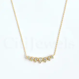 PEAR SHAPE CZ BAR NECKLACE