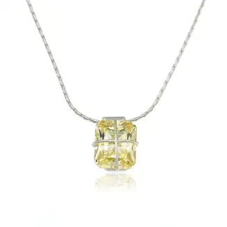 PRESENT WRAP NECKLACE WITH 10X8 YELLOW CZ WRAPPED STONE