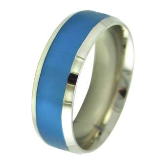 Stainless Steel Ring with Blue PVD This ring is 8mm wide. SIZE 8, 10, AND 11