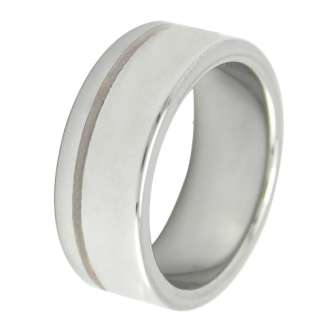 Stainless Steel Two-Toned Tungsten Carbide Ring High Polish 8mm wide