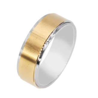 Tungsten Ring With Gold PVD Brushed Finish Center & Shinny Edges Width: 8mm Size 12 and 14
