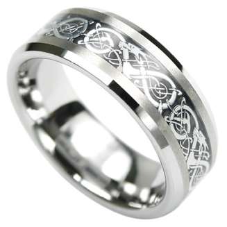 tungsten with engraved inlay